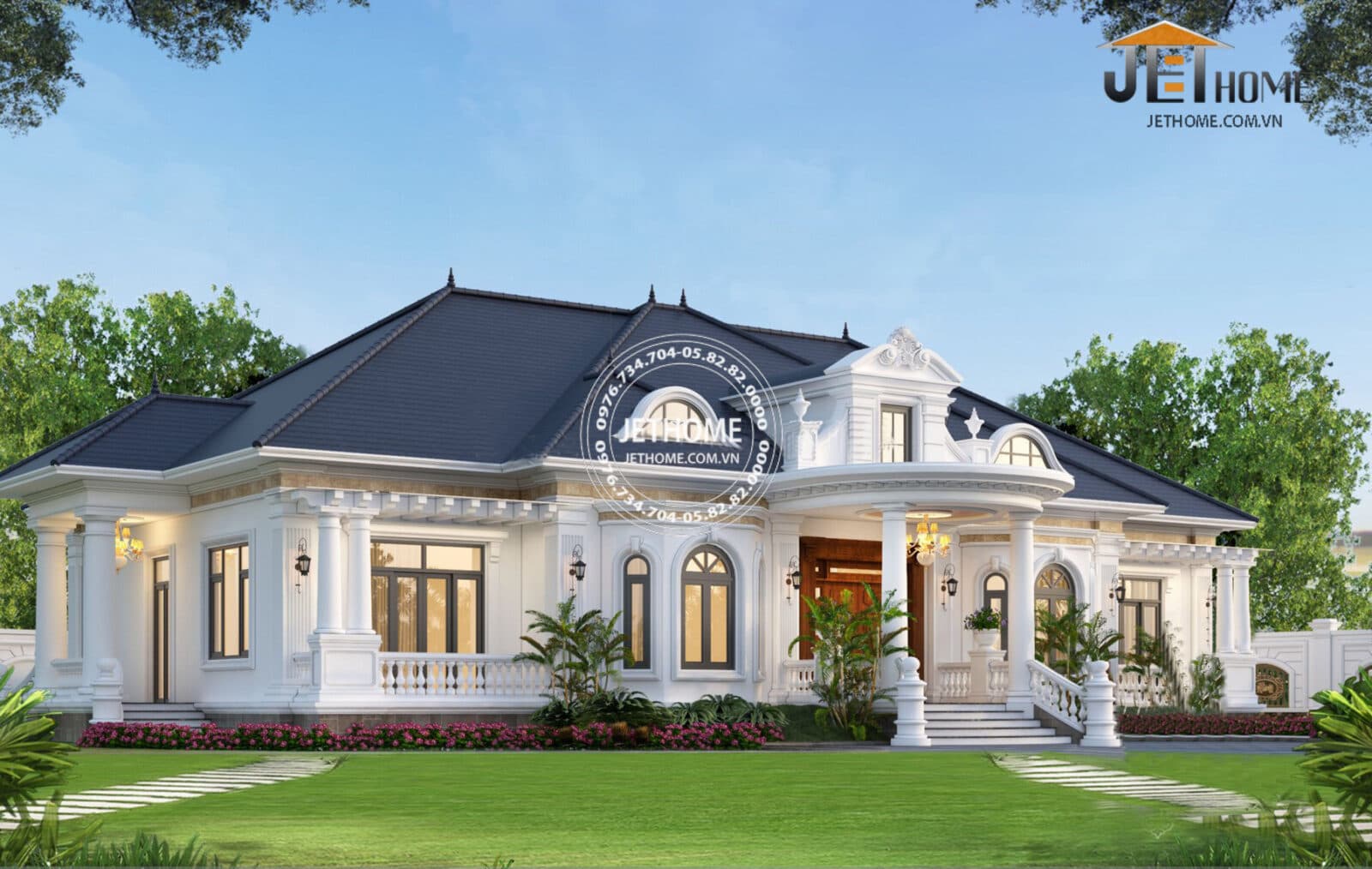 Biệt thự 1 tầng mái nhật sân vườn vô cùng đẹp vài sang trọng