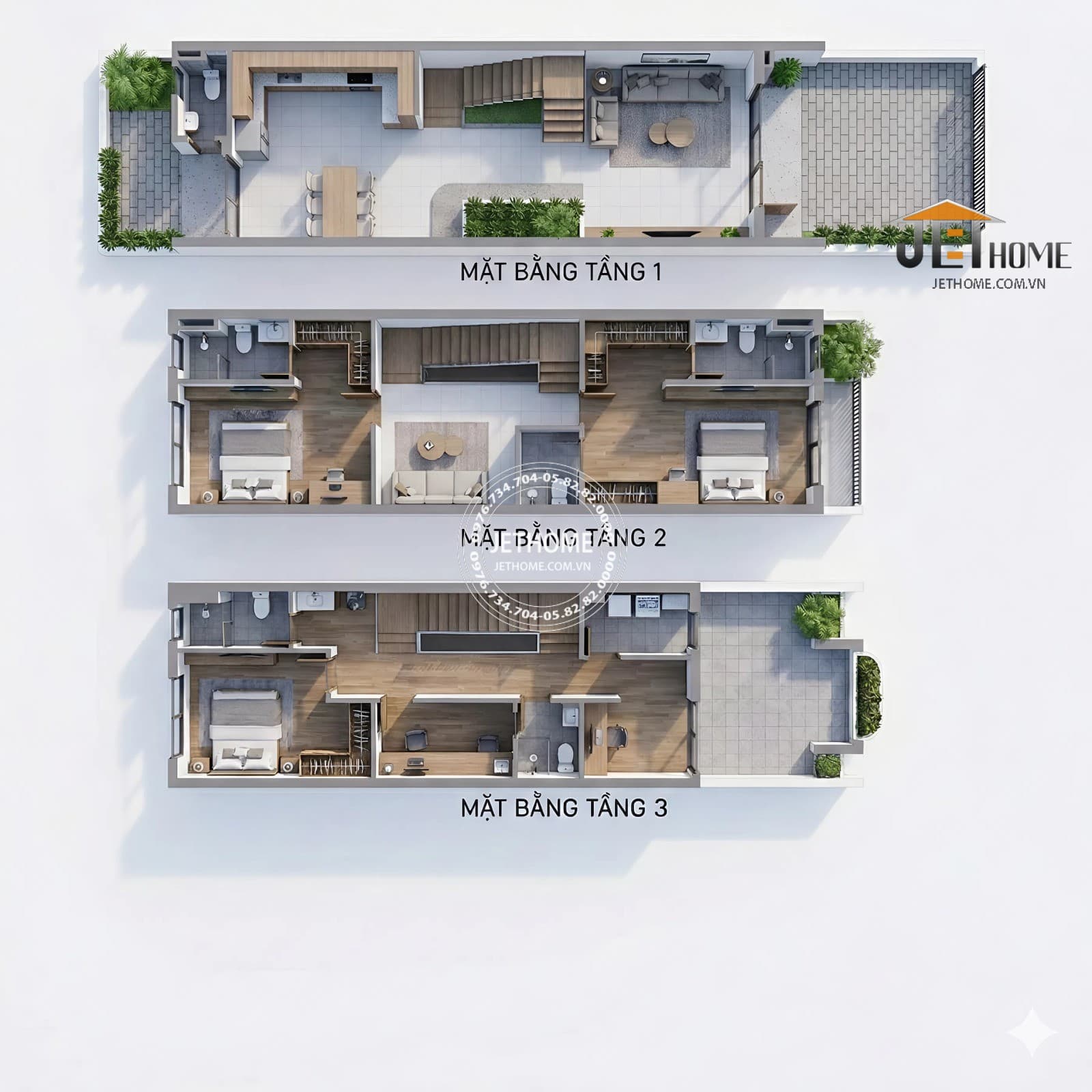 Nhà phố 3 tầng