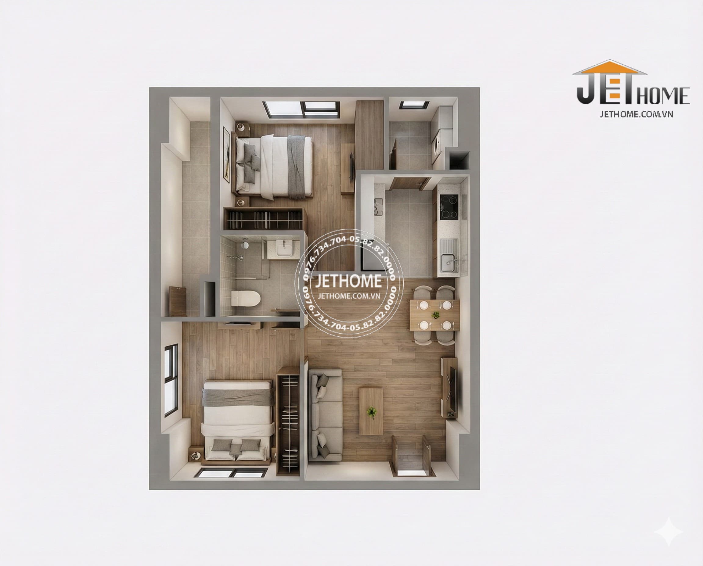 Thiết Kế Nội Thất Chung Cư 55m2