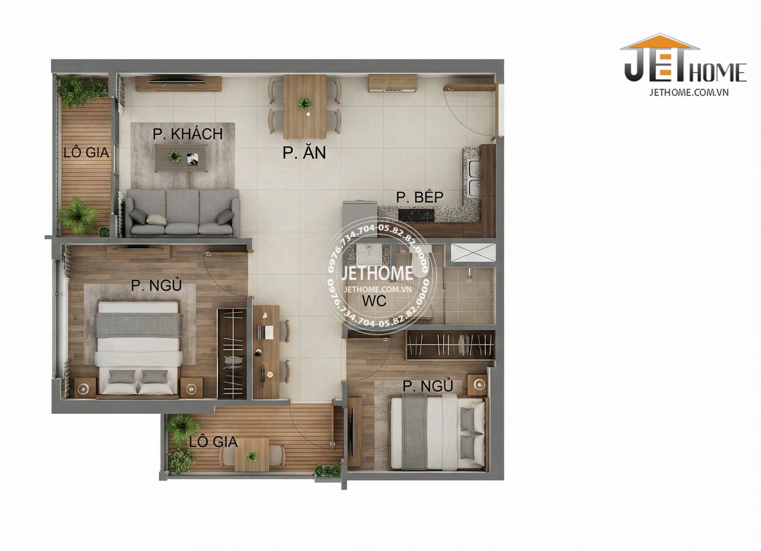 Thiết Kế Nội Thất Chung Cư 55m2