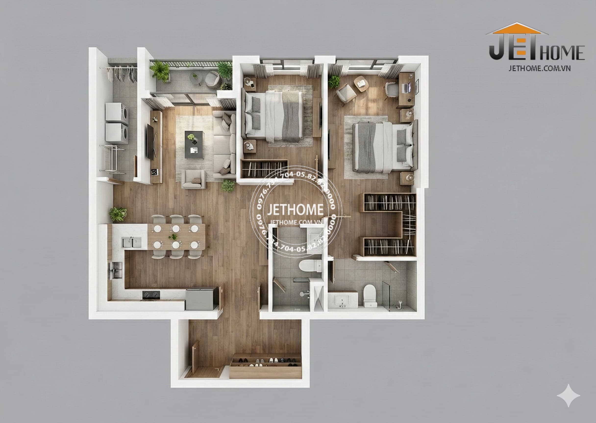 Thiết Kế Nội Thất Chung Cư 70m2