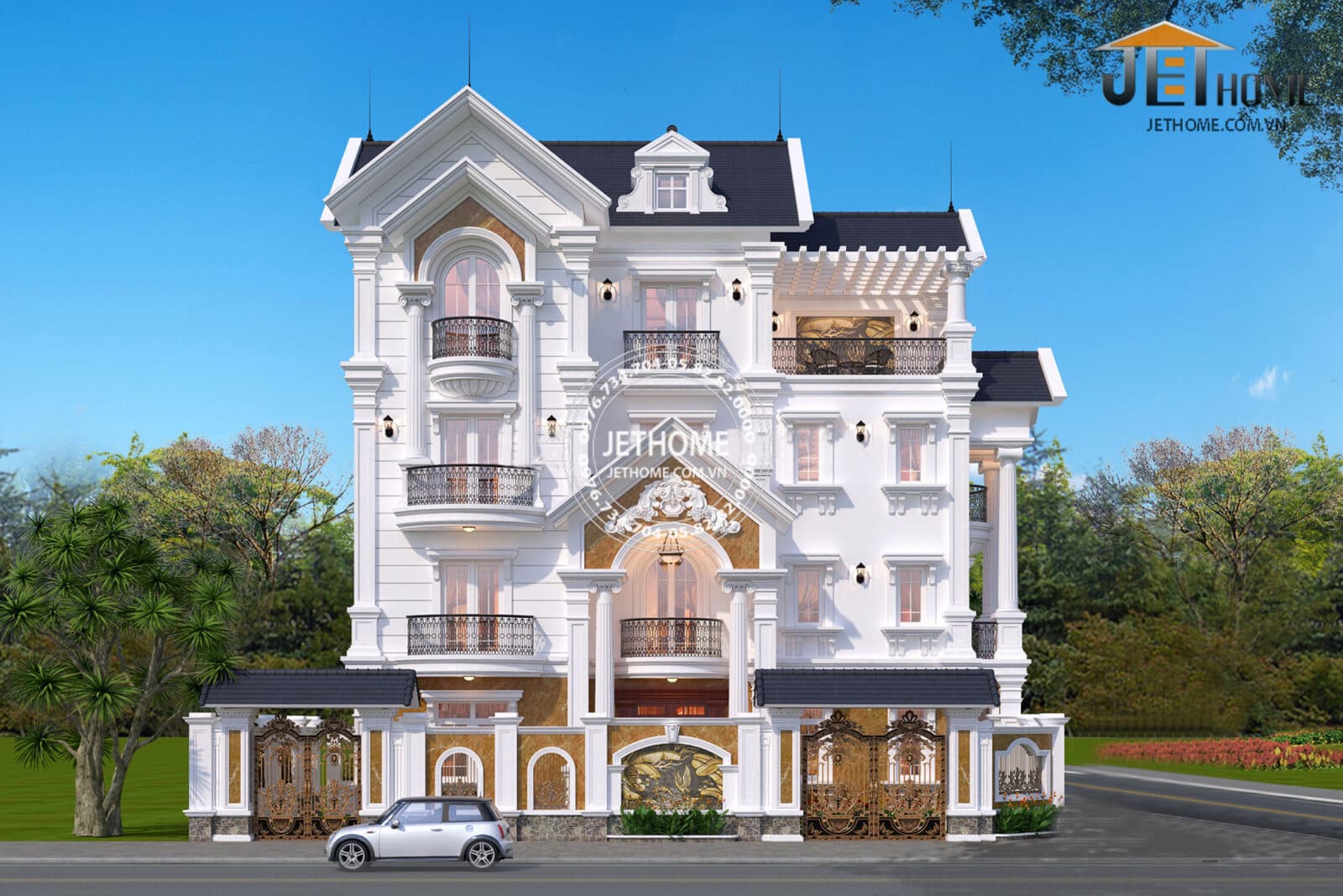 Mẫu biệt thự tân cổ điển 4 tầng