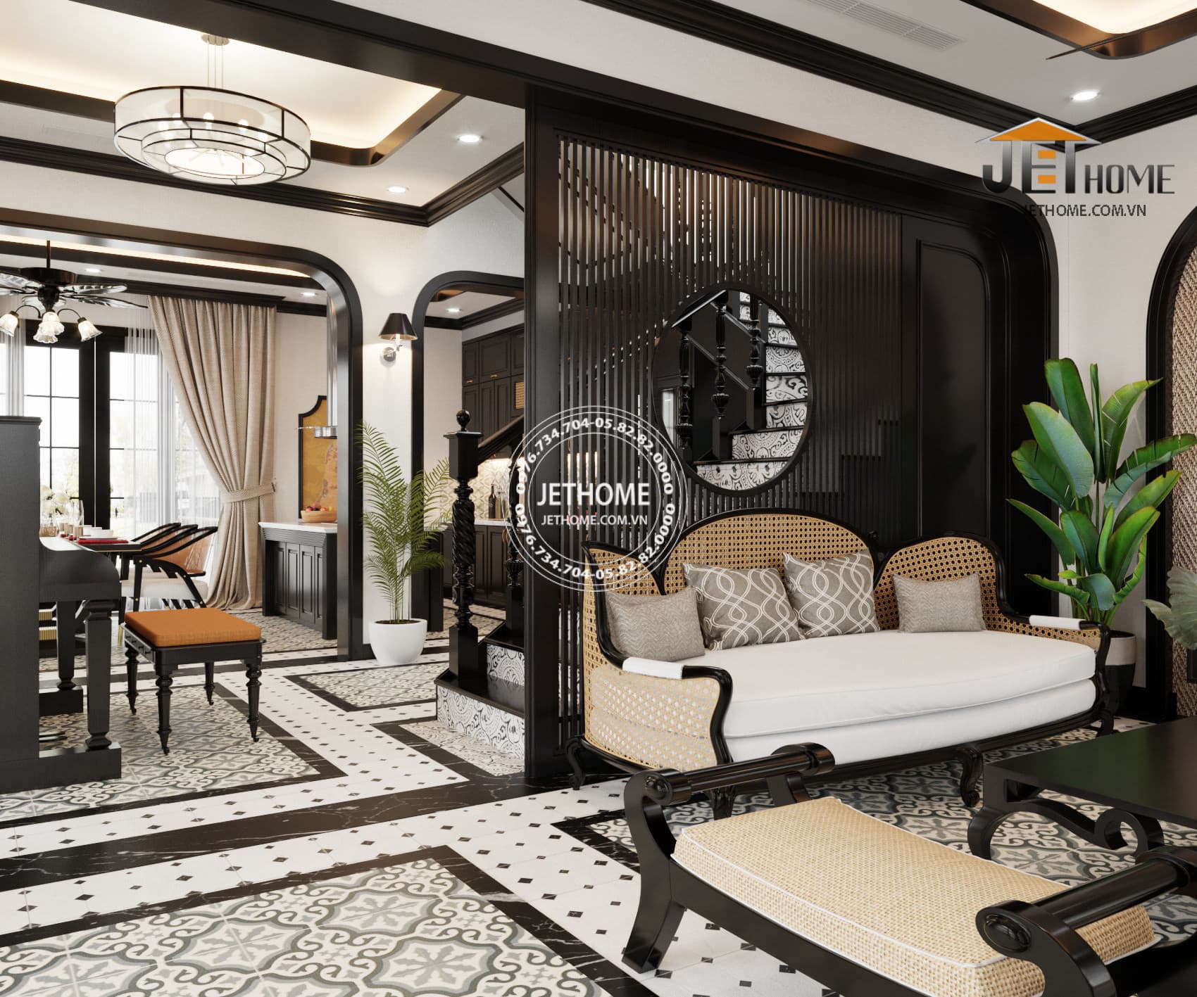 Nội thất Indochine biệt thự Sóc Sơn