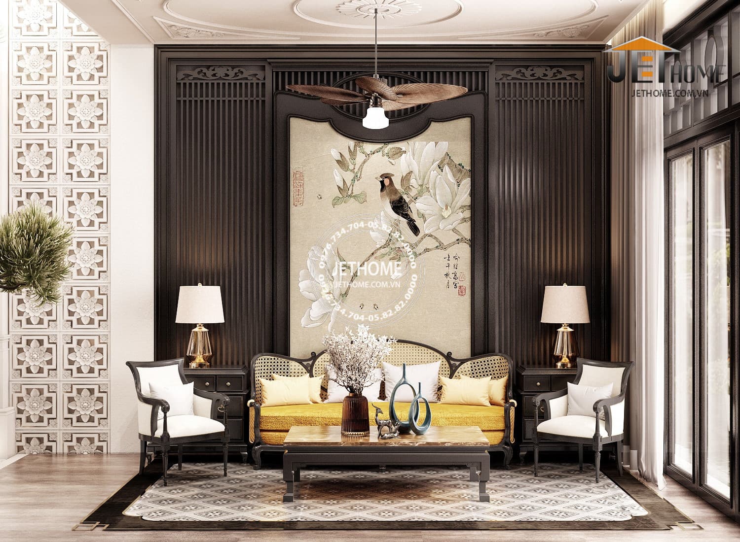 Nội thất Indochine biệt thự Sóc Sơn