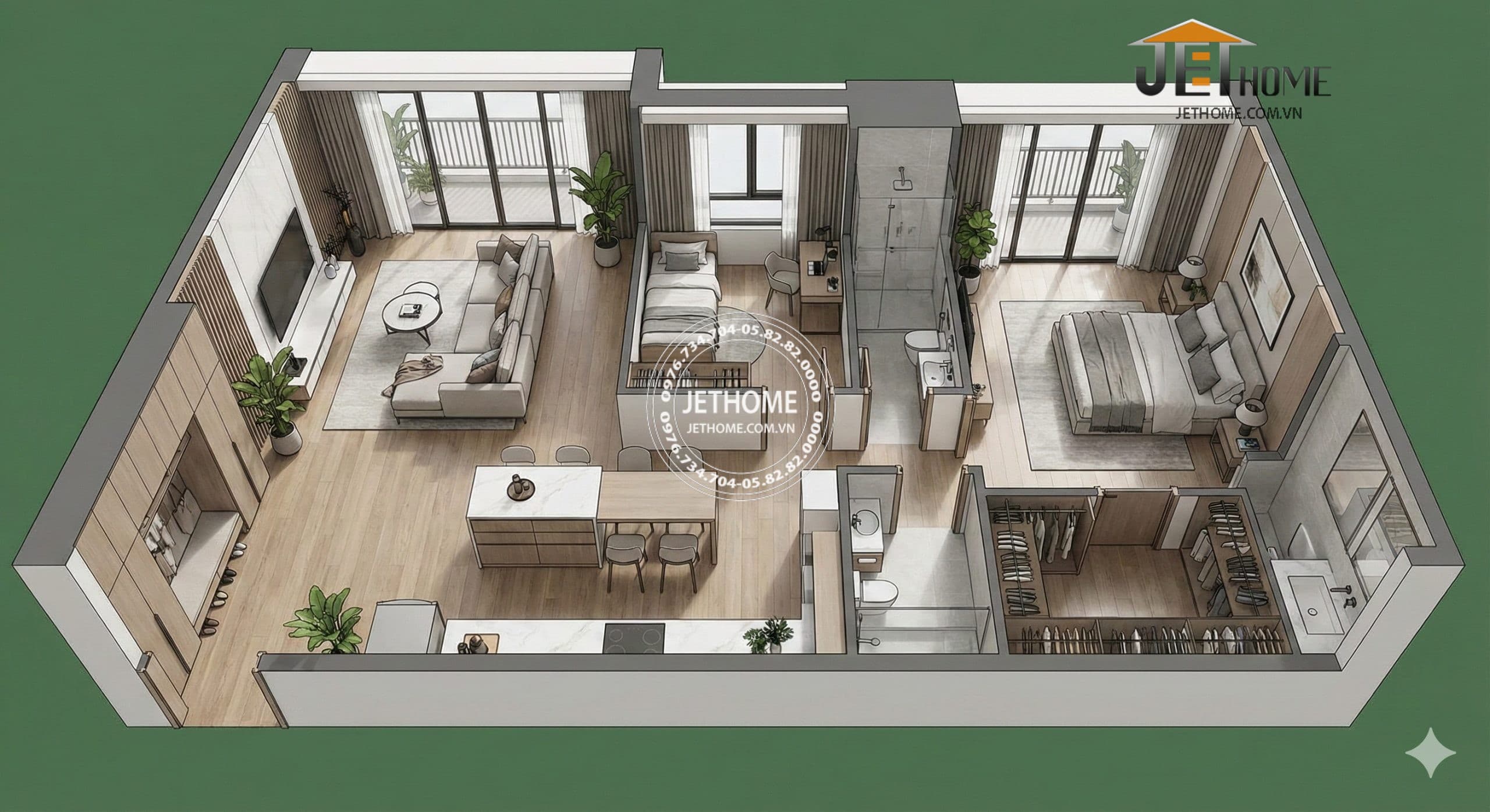 Thiết Kế Nội Thất Chung Cư 70m2