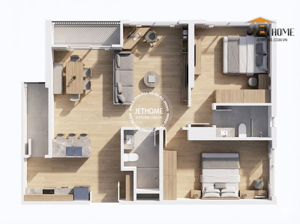 Thiết Kế Nội Thất Chung Cư 70m2