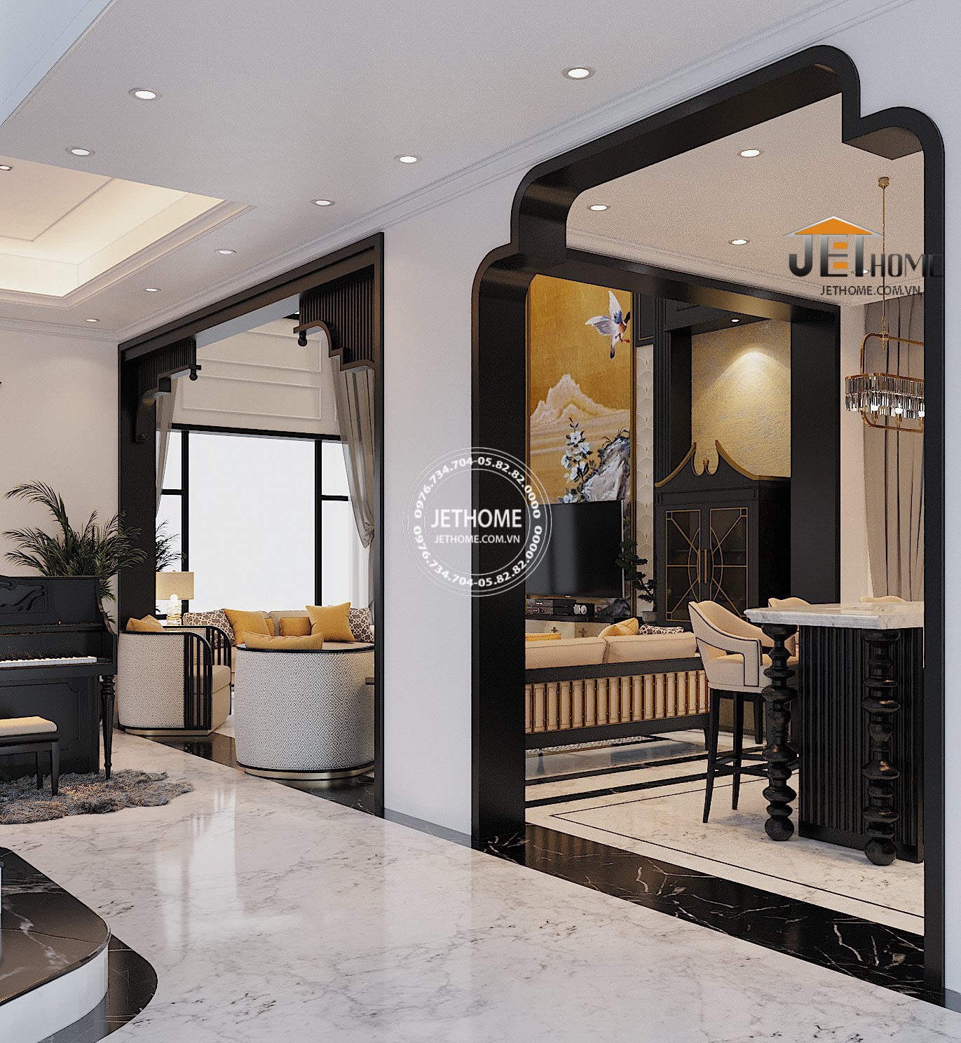 Nội thất Indochine biệt thự Bắc Ninh